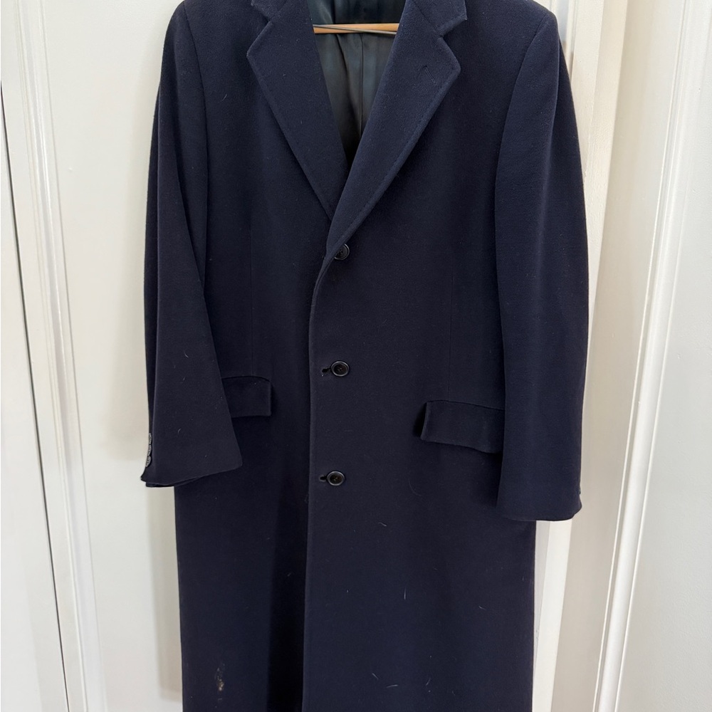 Vintage Mark Shale Blue Cashmere and Wool Long Coat